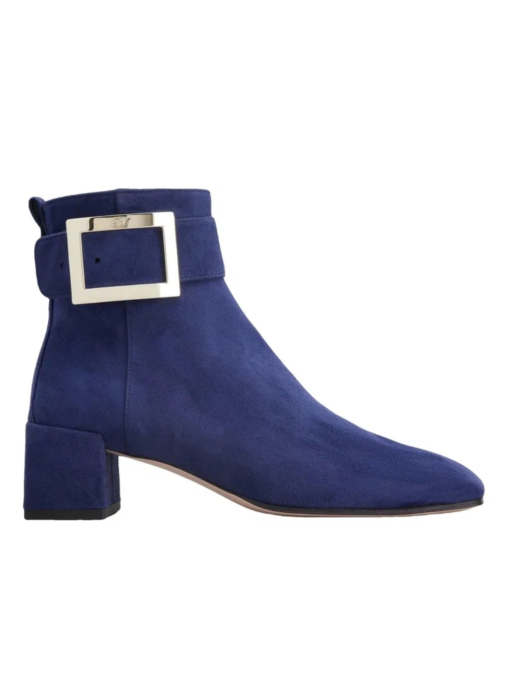 Roger Vivier Polly Blue Suede Buckle Ankle Boots Size 41 Made in Italy